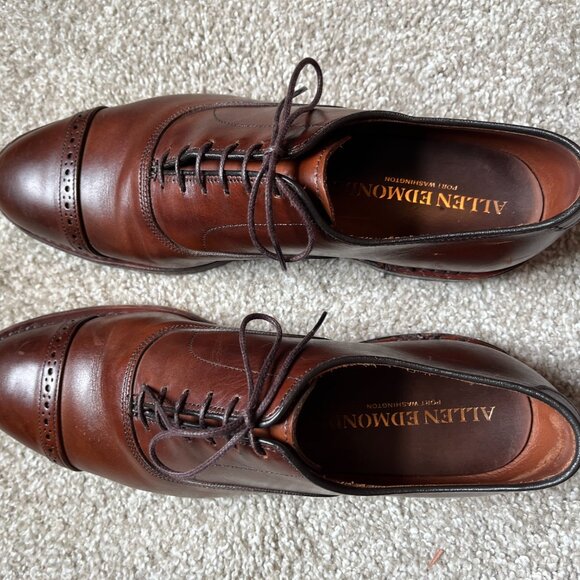 Allen Edmonds Fifth Avenue Mens Cap Toe Oxford Dress Shoes 9.5 D Brown Leather